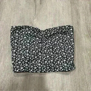 Full Tilt Black And White Floral Tube Top Crop Top